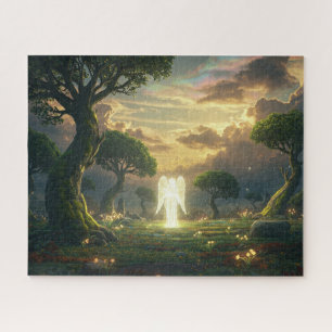 Holy Unknown Glowing Angel in Mysterious Garden Jigsaw Puzzle
