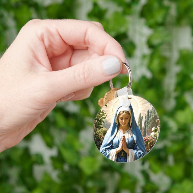 Holy Virgin Mary Praying at Garden #2 Key Ring (Hand)