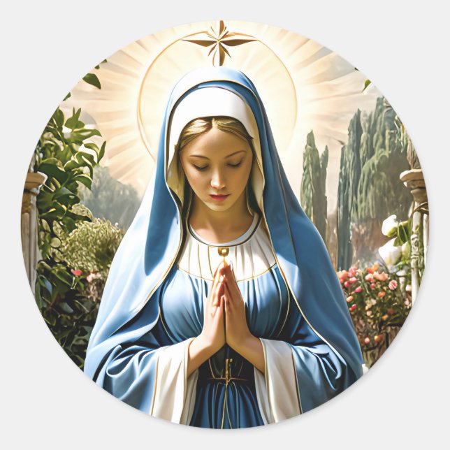 Holy Virgin Mary Praying Classic Round Sticker (Front)