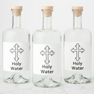 Holy Water Cross Liquor Bottle Label