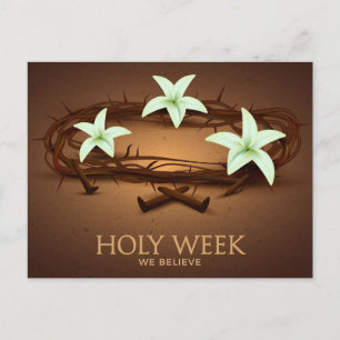 Holy Week Crown of Thorns with Lilies Holiday Postcard
