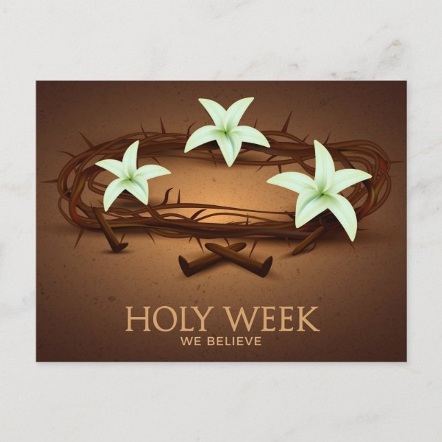 Holy Week Crown of Thorns with Lilies  Holiday Postcard (Front)