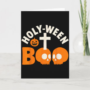 Holy-ween Boo Christian Halloween Cross And Skull Card
