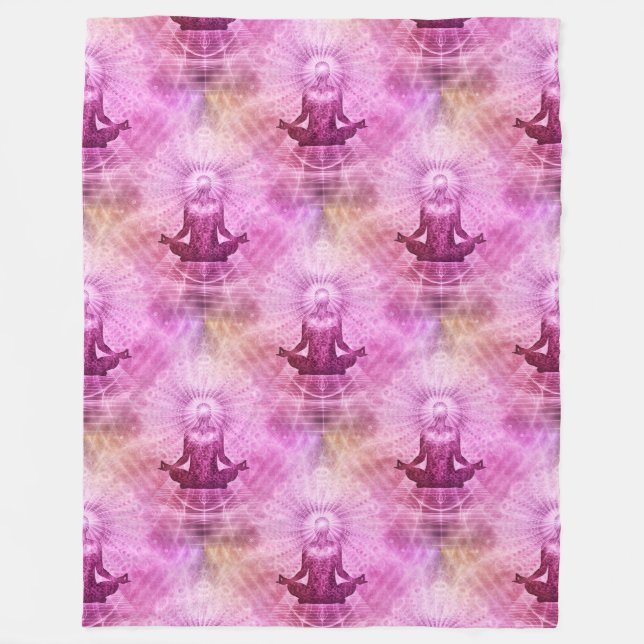 Holy Yoga Lotus Meditation - Seamless Pattern 1 Fleece Blanket (Front)