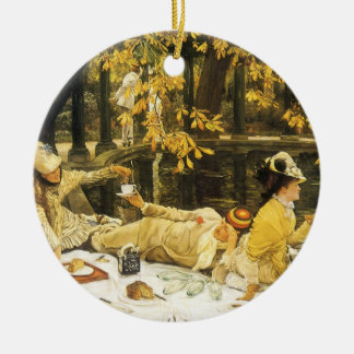 Holyday, the Picnic by James Tissot, Victorian Art Ceramic Tree Decoration