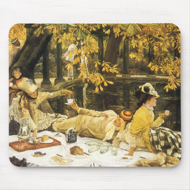 Holyday, the Picnic by James Tissot, Victorian Art Mouse Mat (Front)