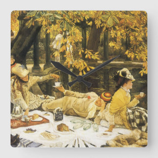 Holyday, the Picnic by James Tissot, Victorian Art Square Wall Clock