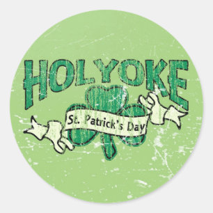 Holyoke St. Patrick's Day Vintage Retro Classic Round Sticker