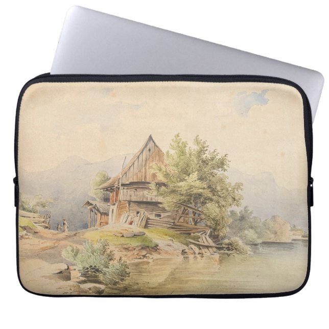 Holzhütte am See – Carl Lafite Laptop Sleeve (Front)