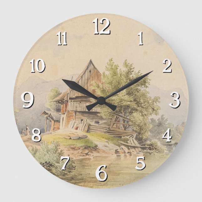 Holzhütte am See – Carl Lafite Large Clock (Front)