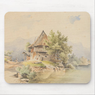 Holzhütte am See – Carl Lafite Mouse Mat
