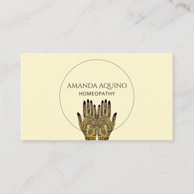 Homaeopathy Henna Hands Healthcare Business Card (Front)