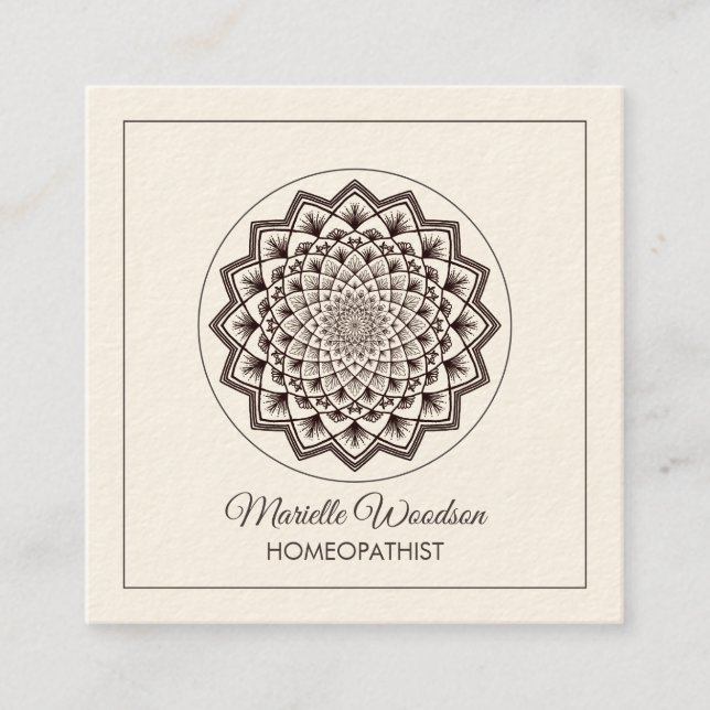 Homaeopathy Mandala Symmetry  | White Square Business Card (Front)
