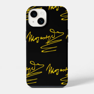 HOMAGE TO MOZART 3D Gold Signature Composer Black iPhone 14 Case