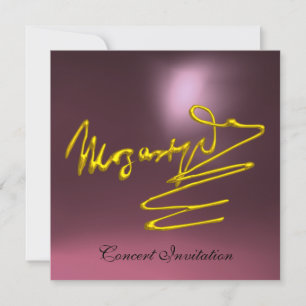 HOMAGE TO MOZART, GOLD  PINK PURPLE CONCERT INVITATION