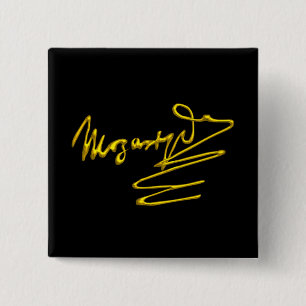 HOMAGE TO MOZART Gold Signature Of Composer Black 15 Cm Square Badge