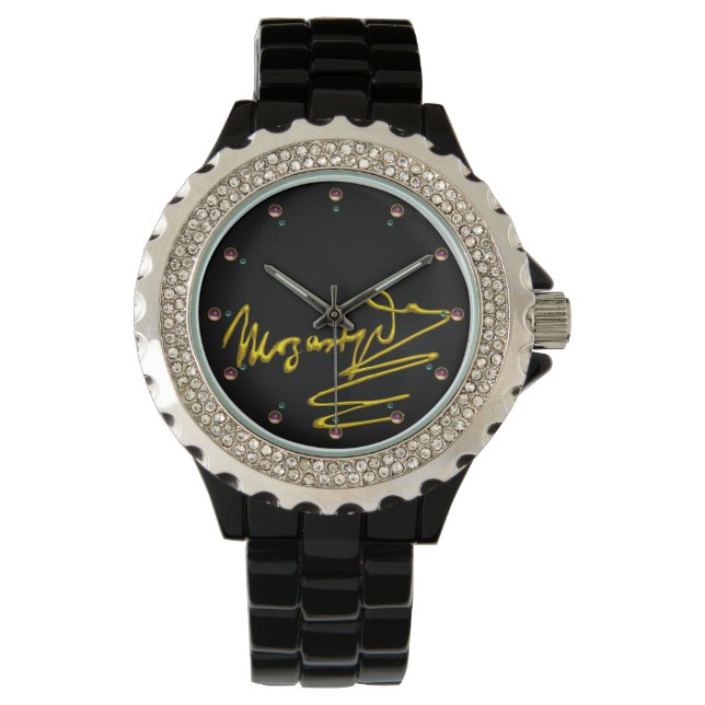 HOMAGE TO MOZART Gold Signature Of Composer Black Watch (Front)