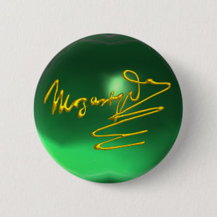HOMAGE TO MOZART Gold Signature of Composer Green 6 Cm Round Badge