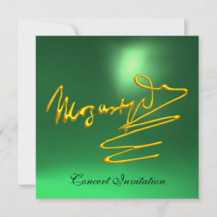 HOMAGE TO MOZART Gold Signature of Composer Green Invitation