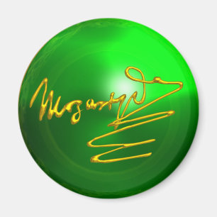 HOMAGE TO MOZART Gold Signature of Composer Green Magnet