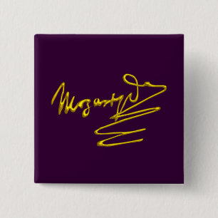 HOMAGE TO MOZART Gold Signature Of Composer Purple 15 Cm Square Badge