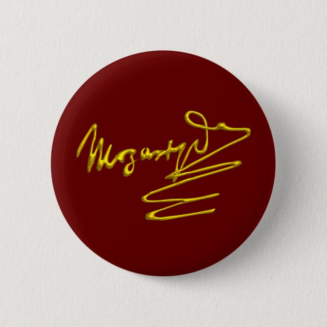 HOMAGE TO MOZART Gold Signature Of Composer Red 6 Cm Round Badge (Front)