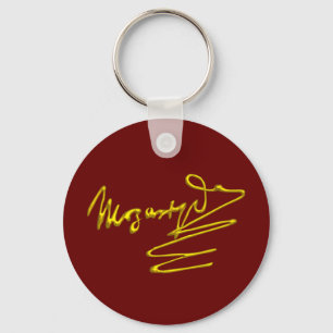 HOMAGE TO MOZART Gold Signature Of Composer Red Key Ring
