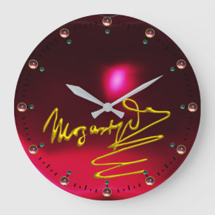HOMAGE TO MOZART Gold Signature Of Composer Red Large Clock