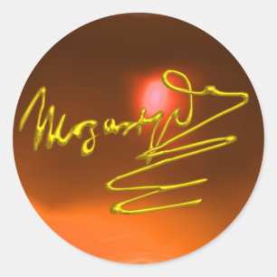 HOMAGE TO MOZART, orange yellow agate Classic Round Sticker