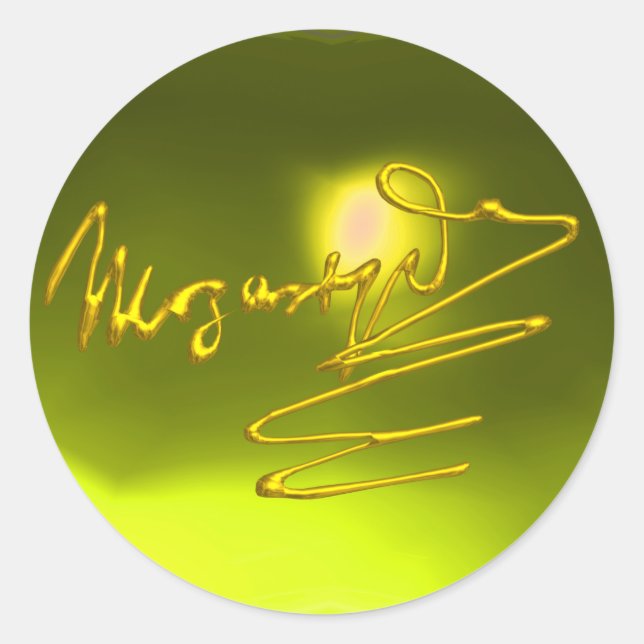 HOMAGE TO MOZART, yellow topaz Classic Round Sticker (Front)