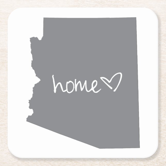 Home <3 Arizona Square Paper Coaster (Front)