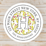 Home Address Chic Modern Christmas Family Monogram Classic Round Sticker<br><div class="desc">This simple and modern design is composed of serif typography.</div>