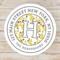 Home Address Chic Modern Christmas Family Monogram
