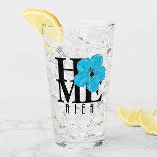 HOME Aiea Hawaii Blue Hibiscus Glass