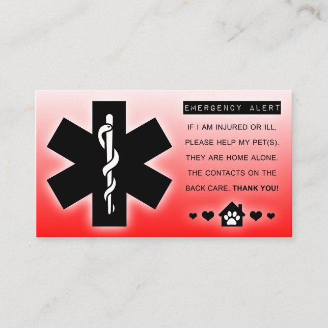 home alone pet business card (Front)