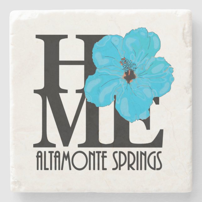 HOME Altamonte Springs Blue Hibiscus Stone Coaster (Front)