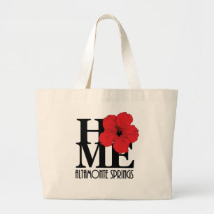 HOME Altamonte Springs Red Hibiscus Large Tote Bag