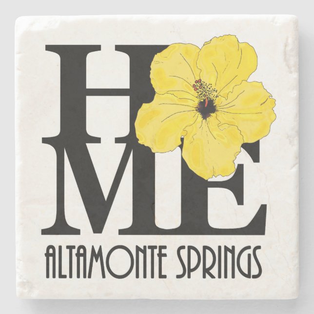 HOME Altamonte Springs Yellow Hibiscus Stone Coaster (Front)