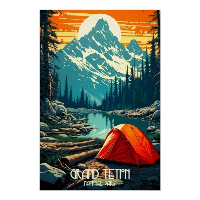 Home Among the Giants | Grand Teton Camping Poster (Front)