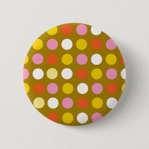 Home and business, bright colour polka dots. 6 cm round badge