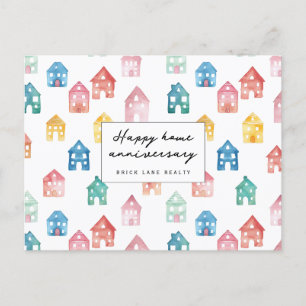 Home Anniversary Real Estate Cute House Pattern Postcard