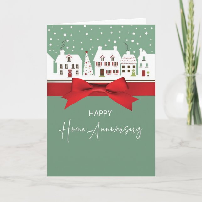 Home Anniversary Realtor to Client Winter Houses Card (Front)