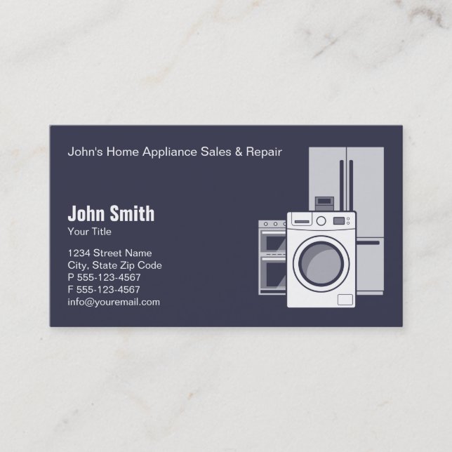 Home Appliance Service, Sale and Repair Business Card (Front)
