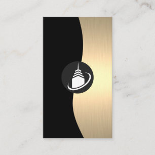 Home Architect Logo   Gold Luxe Monogram Business Card