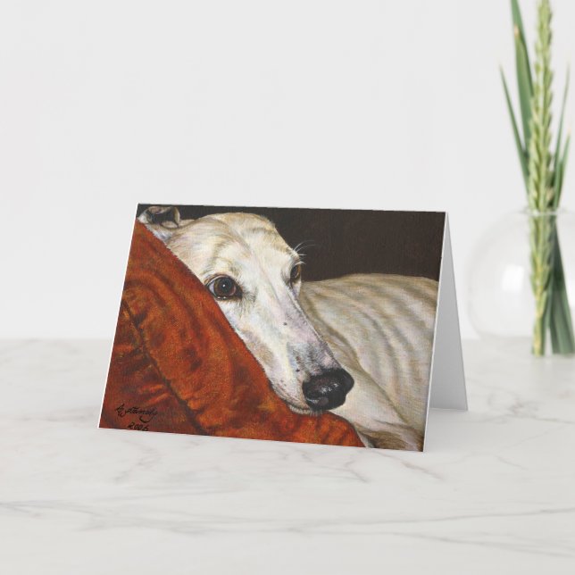 Home At Last Greyhound Rescue Dog Greeting Cards (Front)
