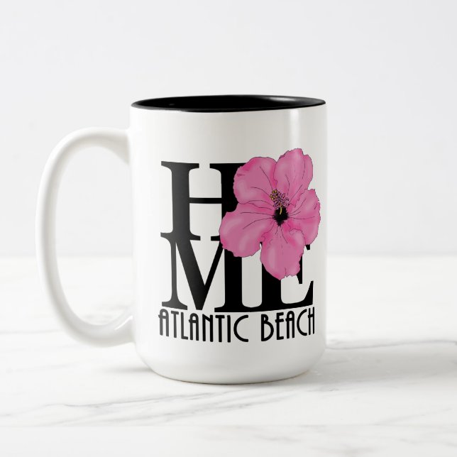 HOME Atlantic Beach 15oz pink hibiscus Two-Tone Coffee Mug (Left)