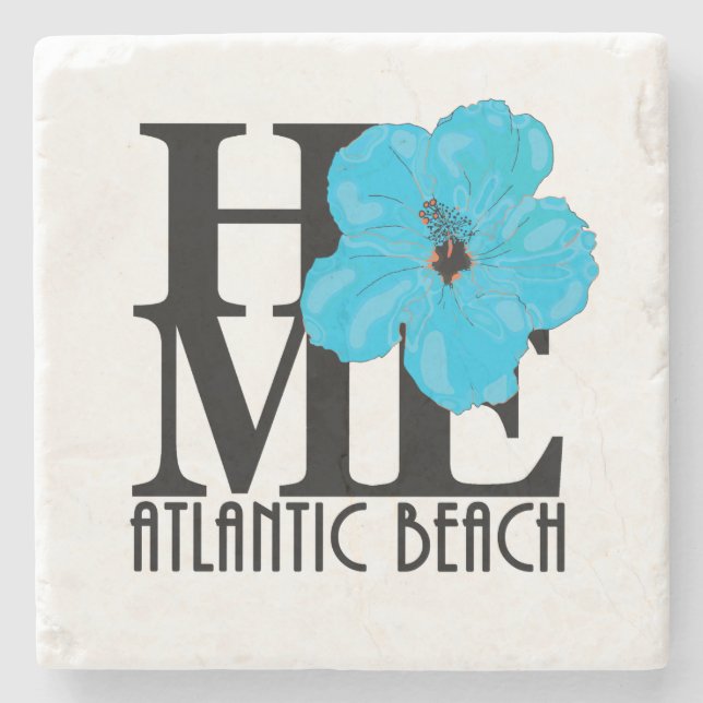 HOME Atlantic Beach Blue Hibiscus Stone Coaster (Front)