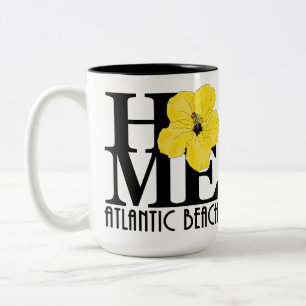 HOME Atlantic Beach Yellow Hibiscus 15oz Two-Tone Coffee Mug