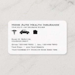 Home Auto Health Insurance Agent Business Card