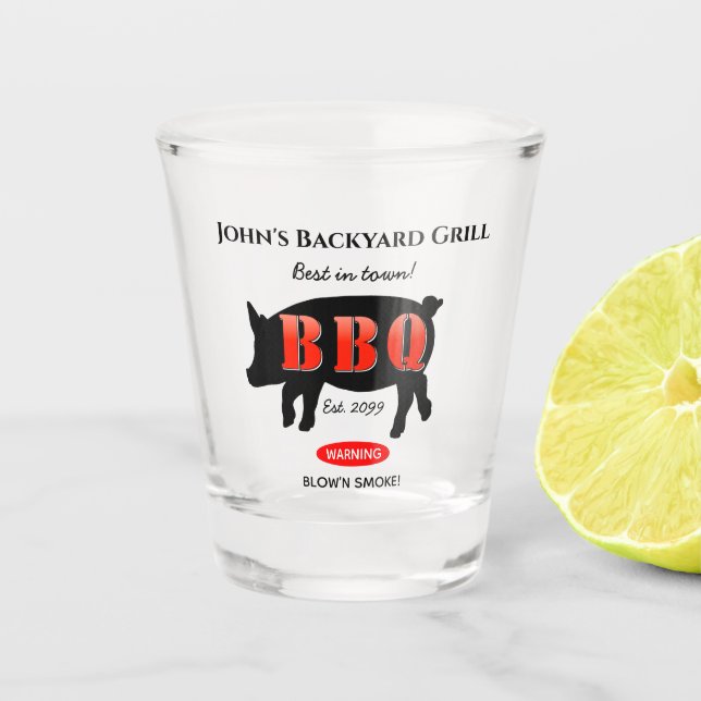Home Backyard Grilling beer Soda Handle Shot Glass (Front)